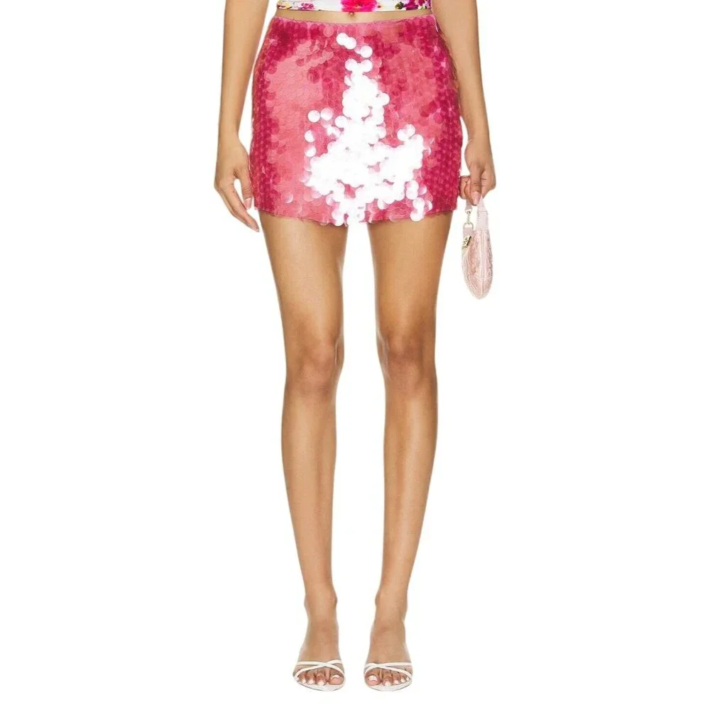 CIN CIN Angelfish Beaded Skirt in Dahlia X-Small New Womens Embellished Mini